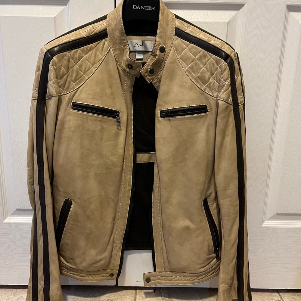 Danier Beige and Brown leather Jacket for Men
